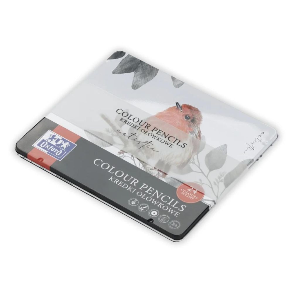 Комплект 24 цветни молива в метална кутия, Herlitz, Oxford Artistic