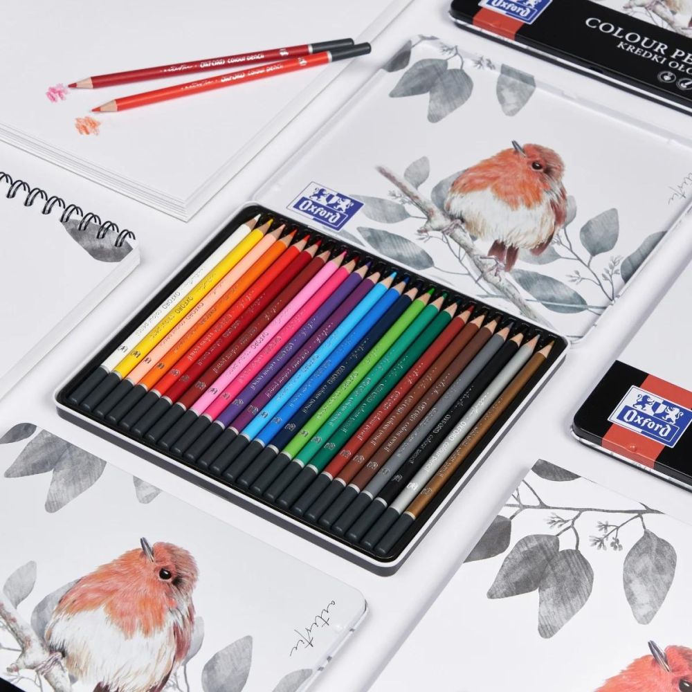 Комплект 24 цветни молива в метална кутия, Herlitz, Oxford Artistic