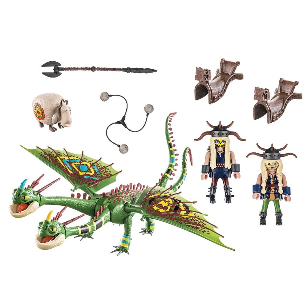 Комплект Playmobil Dragons - Надпревара с дракони: Raffnut и Tuffnut с Barf и Belch