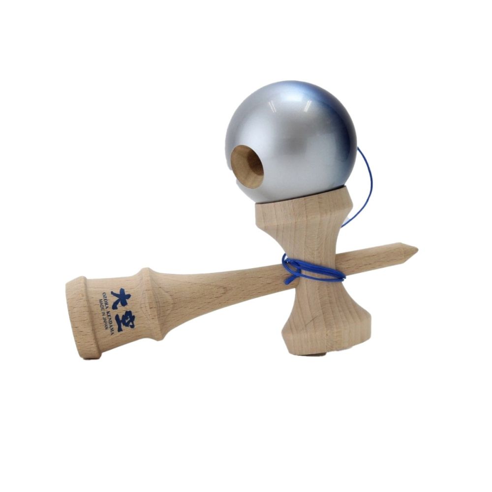 Дървена играчка за сръчност, Ozora, Kendama, Синьо-Сребриста, 18 см