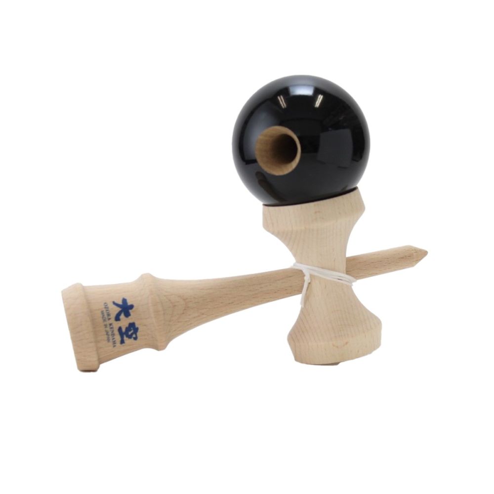 Дървена играчка за сръчност Kendama, Черна, 18 см
