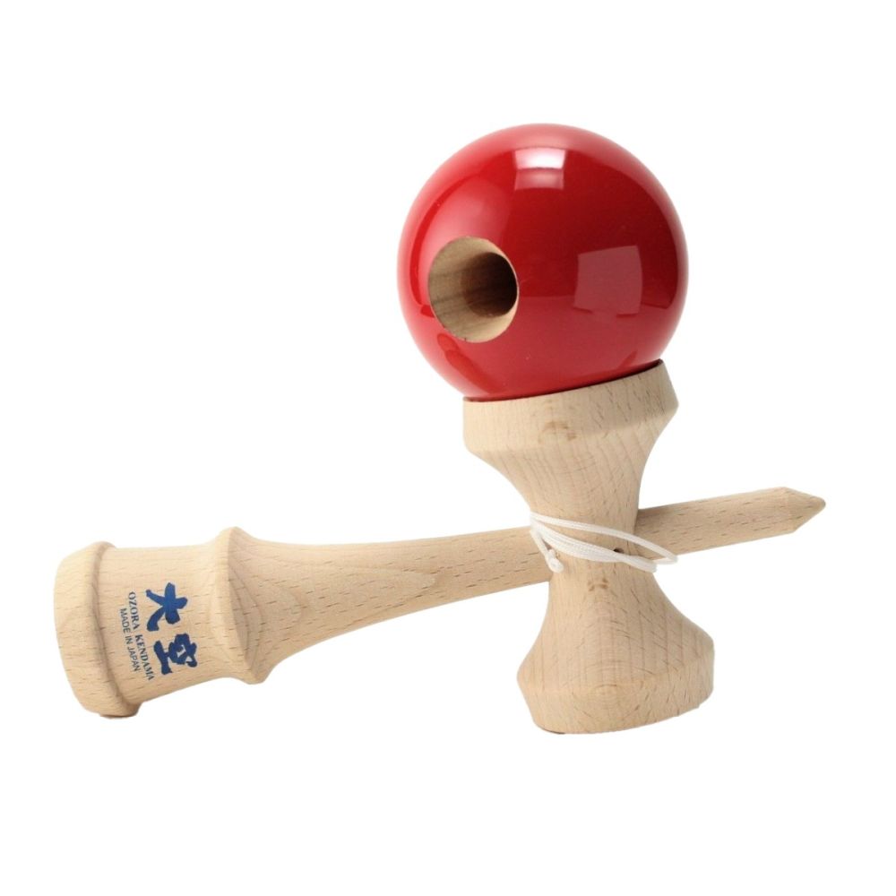 Дървена играчка за сръчност, Ozora, Kendama, Червена, 18 см