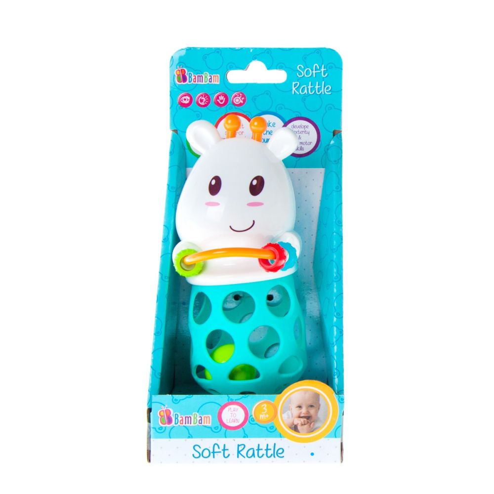 Бебешка играчка BamBam, Мека дрънкалка, Крава