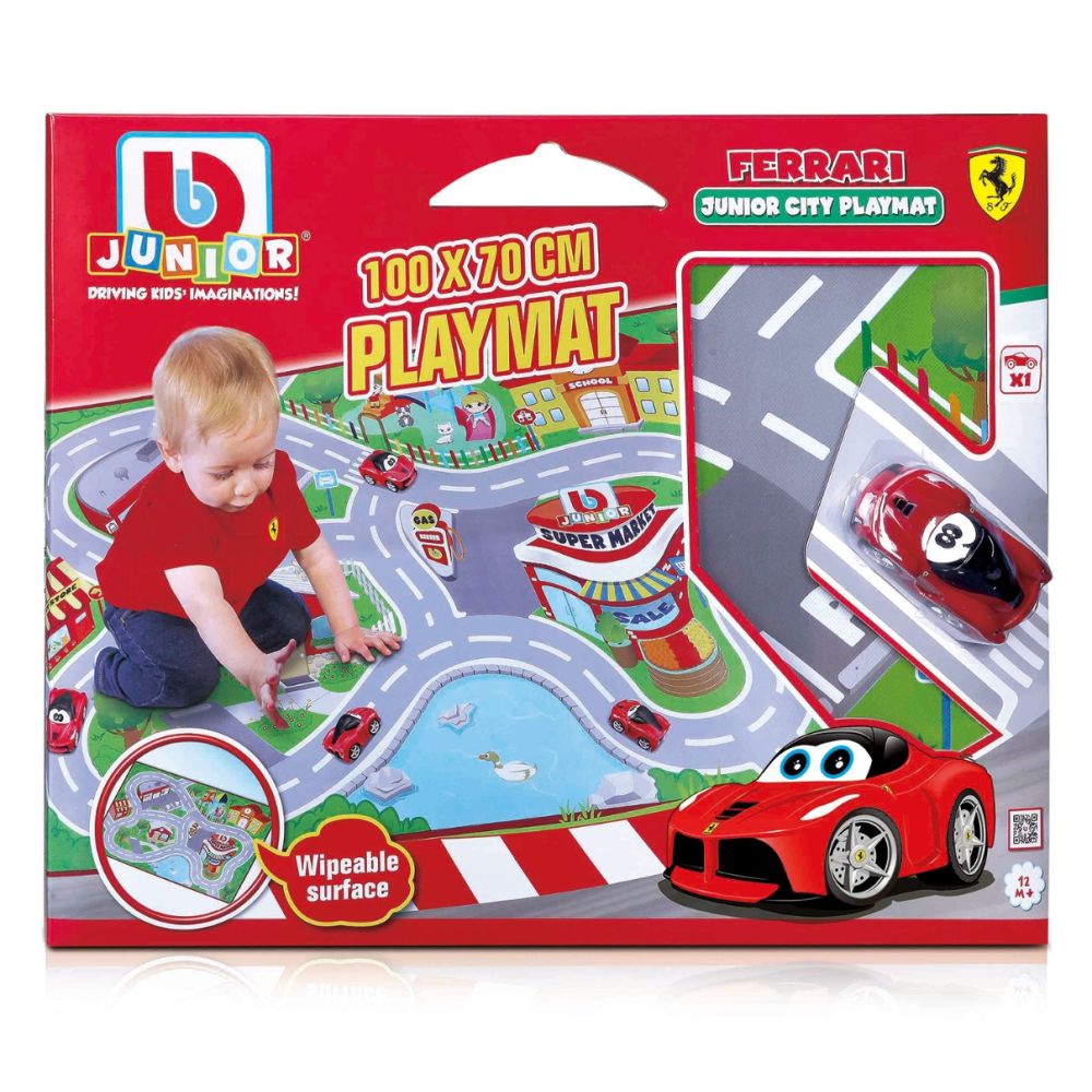 Килимче със занимания и количка Ferrari, Bburago Junior, 100x70 см