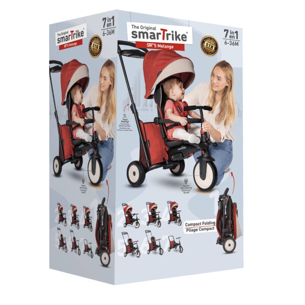 Сгъваема триколка 7 в 1, Smart Trike, Melange Red
