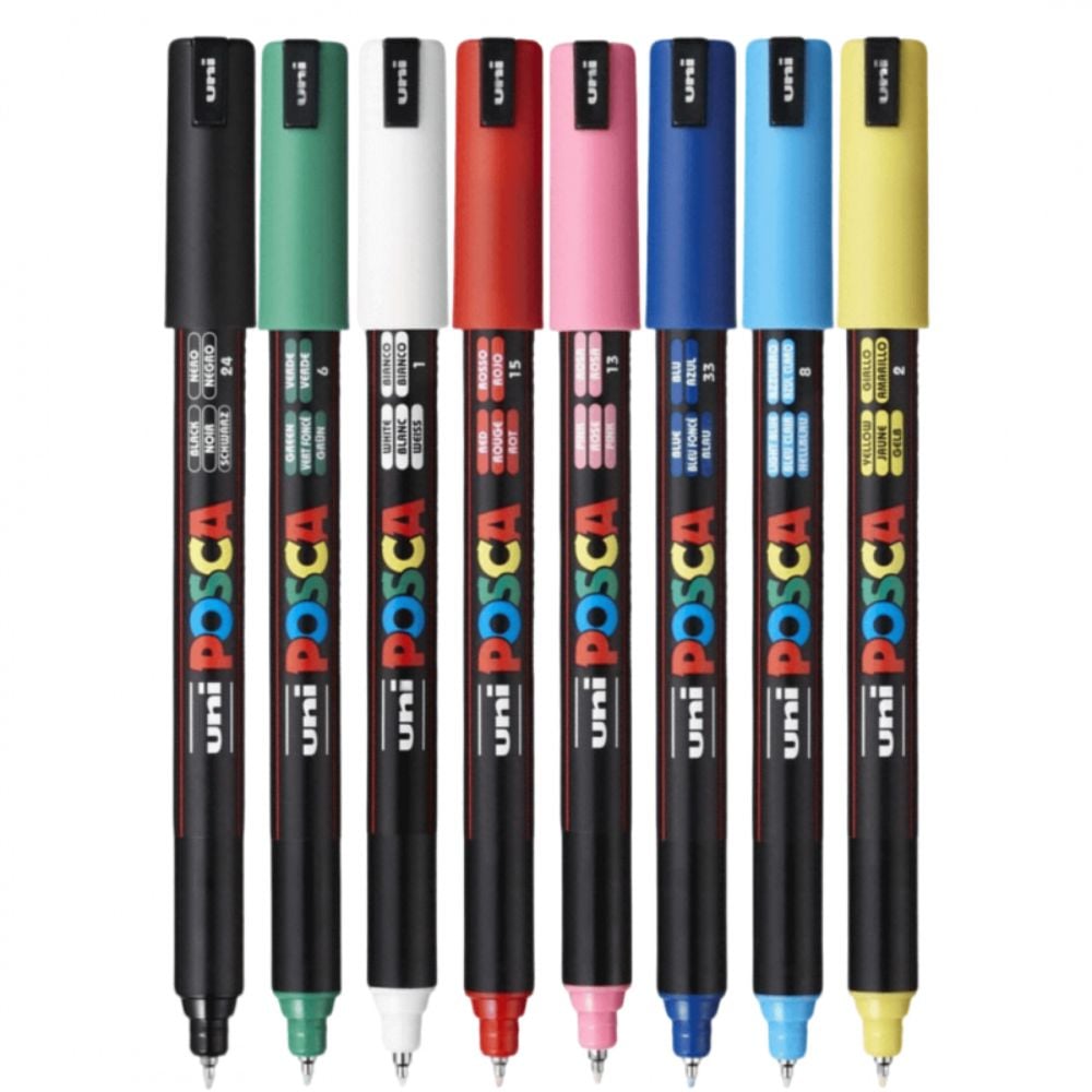 Комплект маркери Posca, UNI PC-1MR, 0.7 мм, Фин Метален Връх, 8 цвята