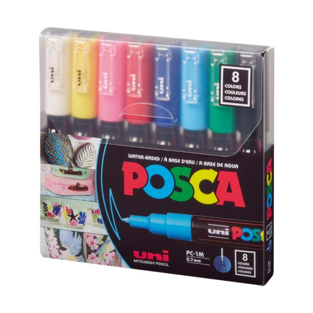 Комплект маркери Posca, UNI PC-1M, 0.7 мм, 8 цвята