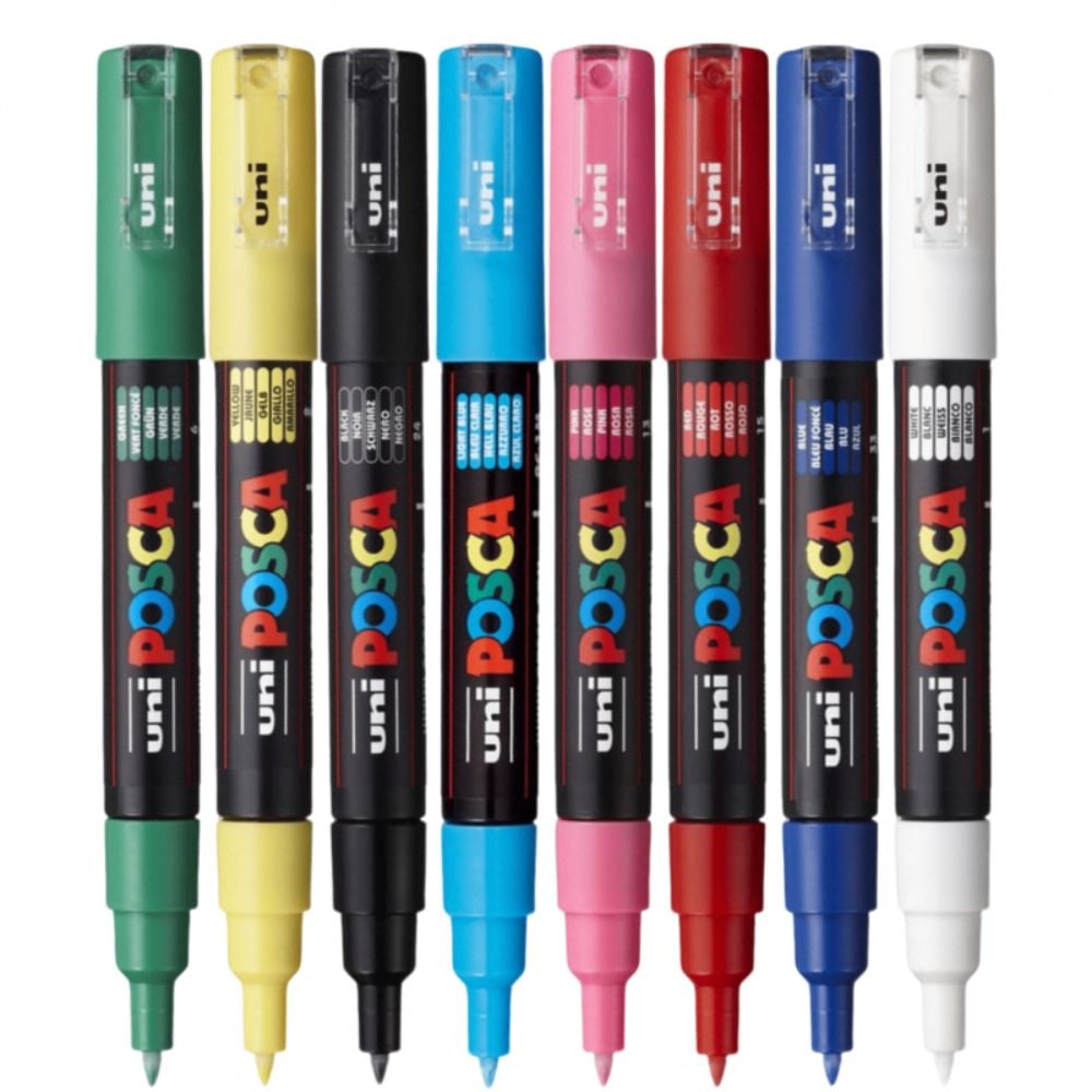 Комплект маркери Posca, UNI PC-1M, 0.7 мм, 8 цвята