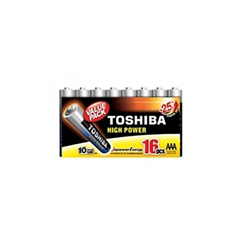 Комплект от 16 алкални батерии Toshiba R3, AAA, High Power
