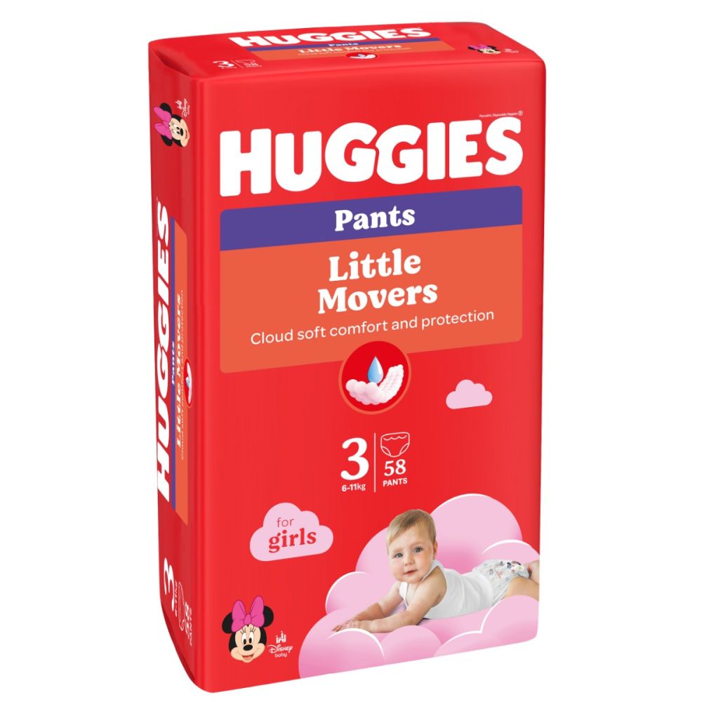Памперси тип гащички Huggies Pants Mega, Размер 3, Girl, 58 бр, 6-11 кг.