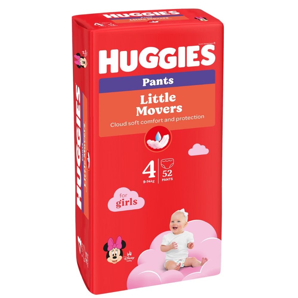 Памперси тип гащички Huggies Pants Mega, Размер 4, Girl, 52 бр., 9-14 кг.