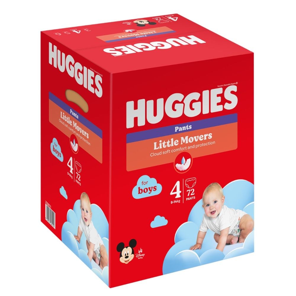 Памперси тип гащички Huggies Pants Box Boys, Размер 4, 9 - 14 кг, 72 бр.
