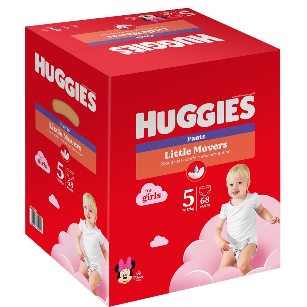 Памперси тип гащички Huggies Pants Box Girls, Размер 5, 12 - 17 кг, 68 бр.