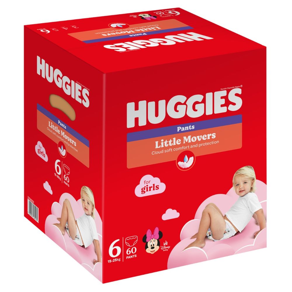 Памперси тип гащички Huggies Pants Box Girls, Размер 6, 15 - 25 кг, 60 бр.