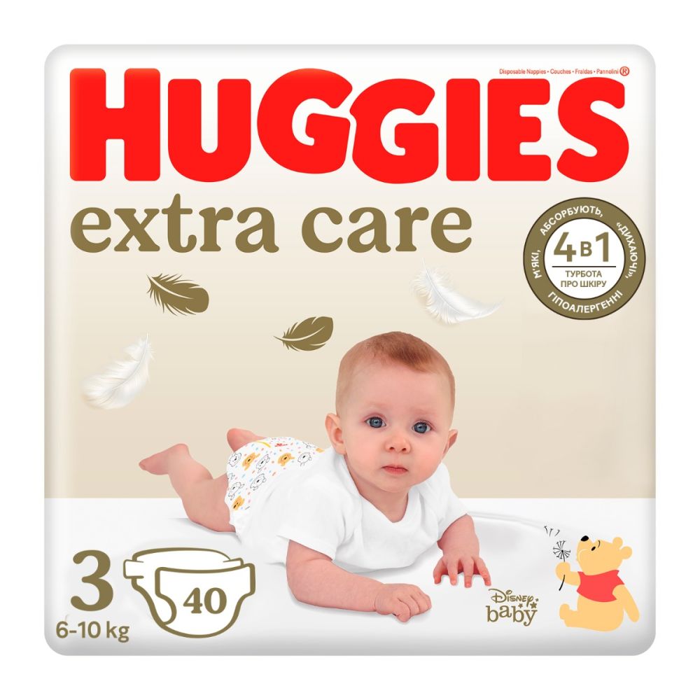 Памперси Huggies, Extra Care Jumbo, Размер 3, 6-10 кг, 40 бр.