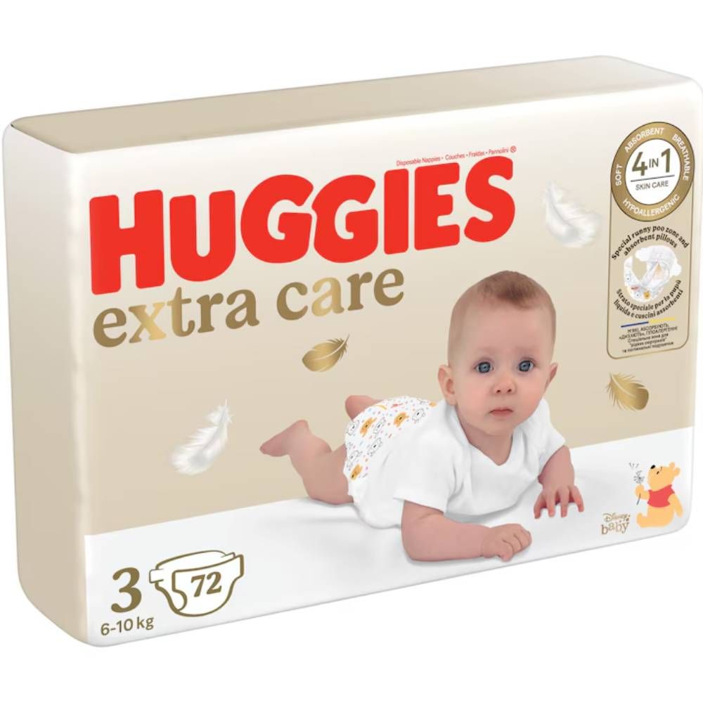 Памперси Huggies, Extra Care Mega, Размер 3, 6-10 кг, 72 бр.