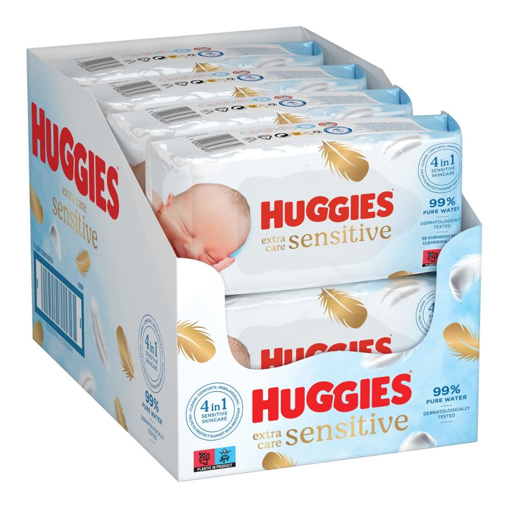 Мокри кърпички Huggies, Pure Extra Care, 56 x 8, 448 бр.