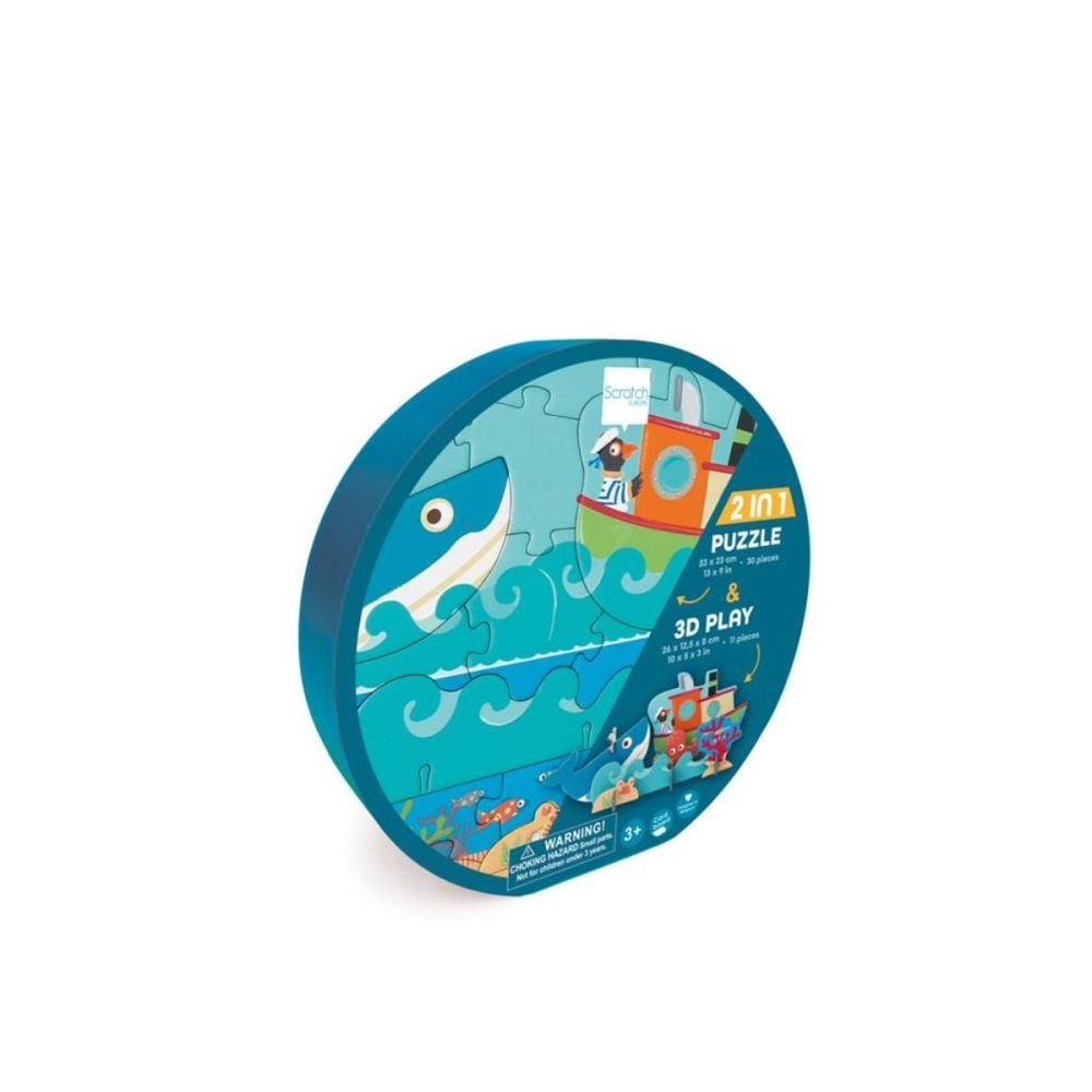 Пъзел 3D, Scratch, 2 In 1, Океан, 30 части