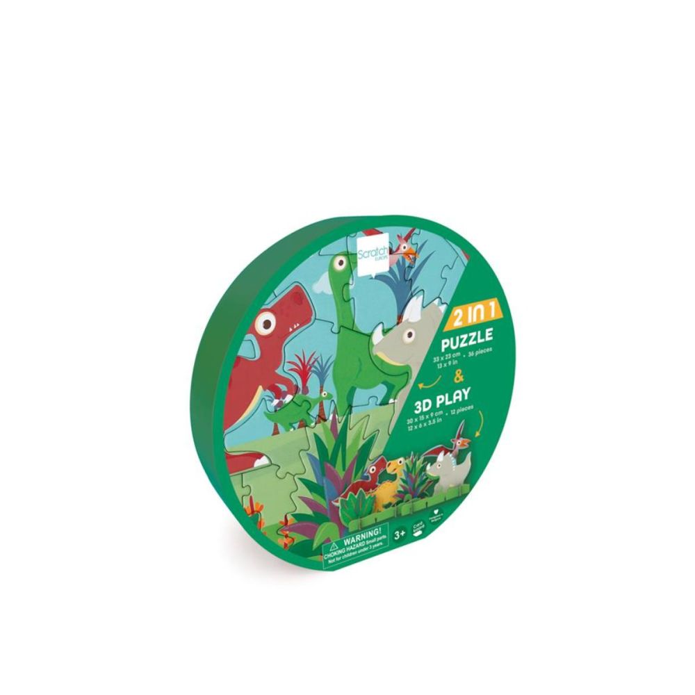 3D Пъзел, Scratch, 2 в 1, Динозаври, 36 Части