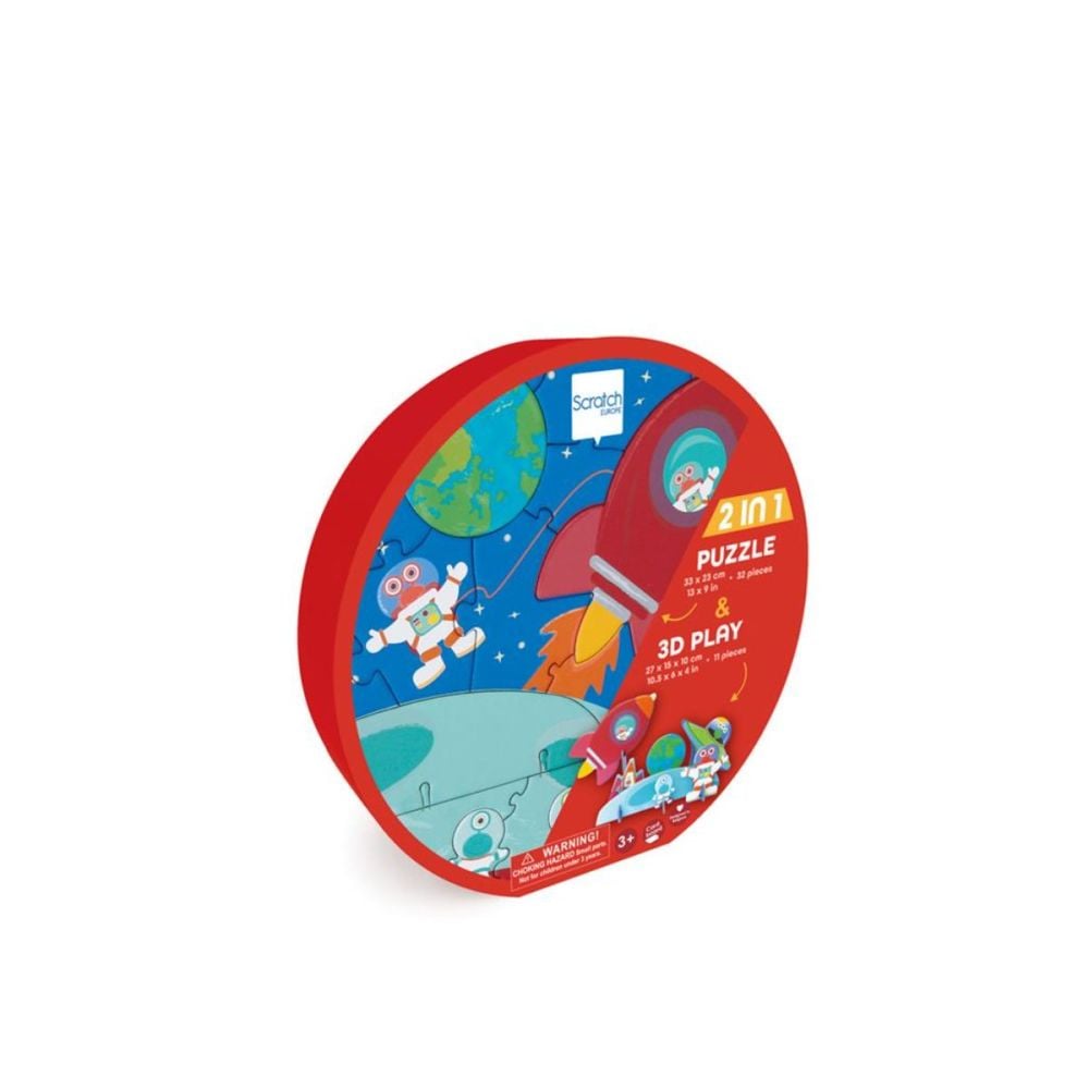 3D Пъзел, Scratch, 2 в 1, В Космоса, 32 Части