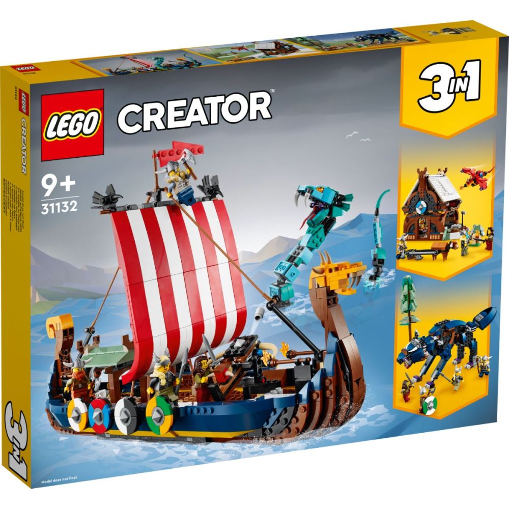 Lego® Creator - 3 In 1 Викингски кораб и Змията на Мидгард (31132)