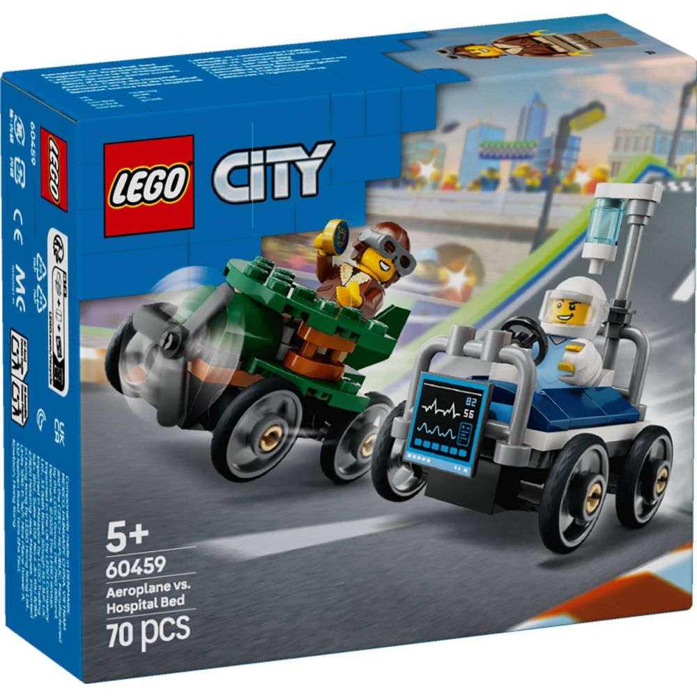 LEGO® City - Самолет срещу болнично легло: комплект състезателни коли (60459)