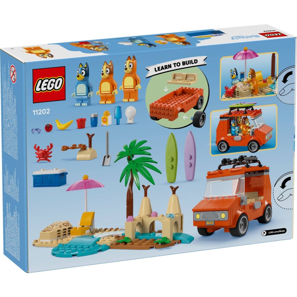 LEGO® Bluey - Пътуване до плажа със семейната кола на Блуи (11202)