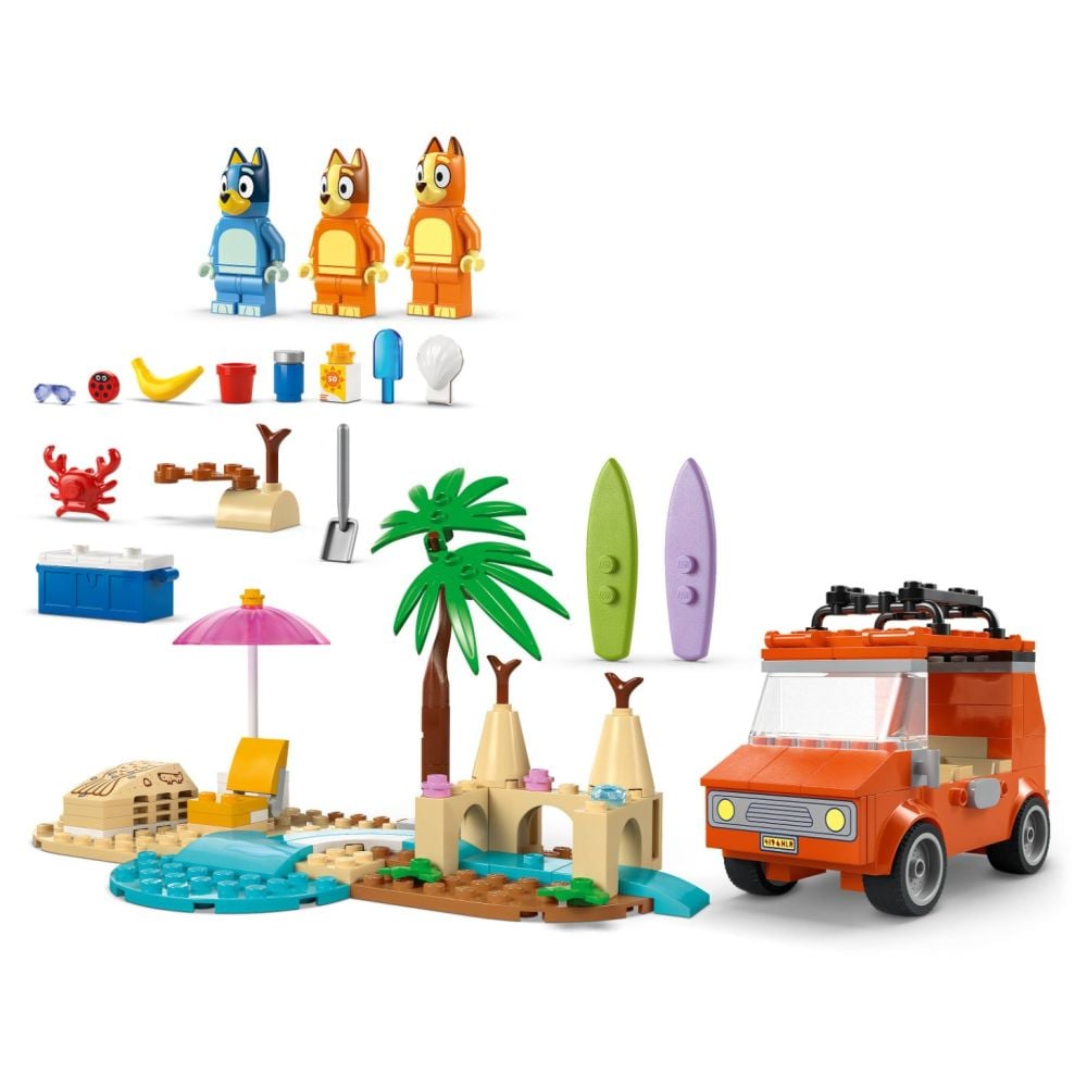 LEGO® Bluey - Пътуване до плажа със семейната кола на Блуи (11202)