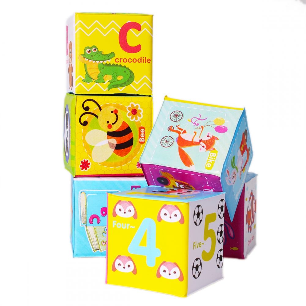 Бебешка играчка BamBam, Комплект от 6 меки блокчета
