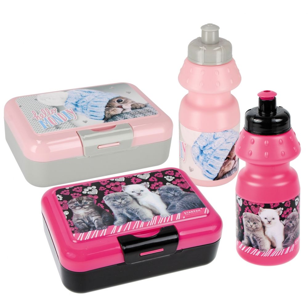 Комплект бутилка за вода 350 мл и кутия за обяд 16 x 12,5 см, Starpak, Cuties
