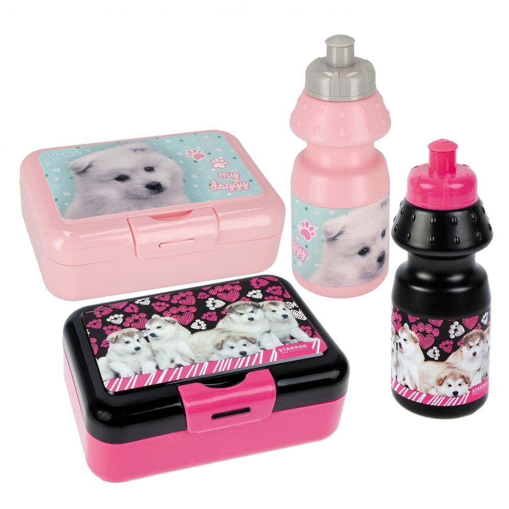Комплект бутилка за вода 350 мл и кутия за обяд 16 x 12,5 см, Starpak, Cuties Doggy
