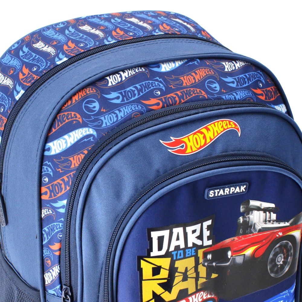 Ученическа раница с едно отделение и предни джобове, Starpak, Hot Wheels