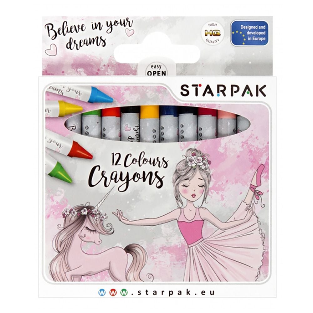 Комплект восъчни пастели Starpak, Балерина, 12 цвята
