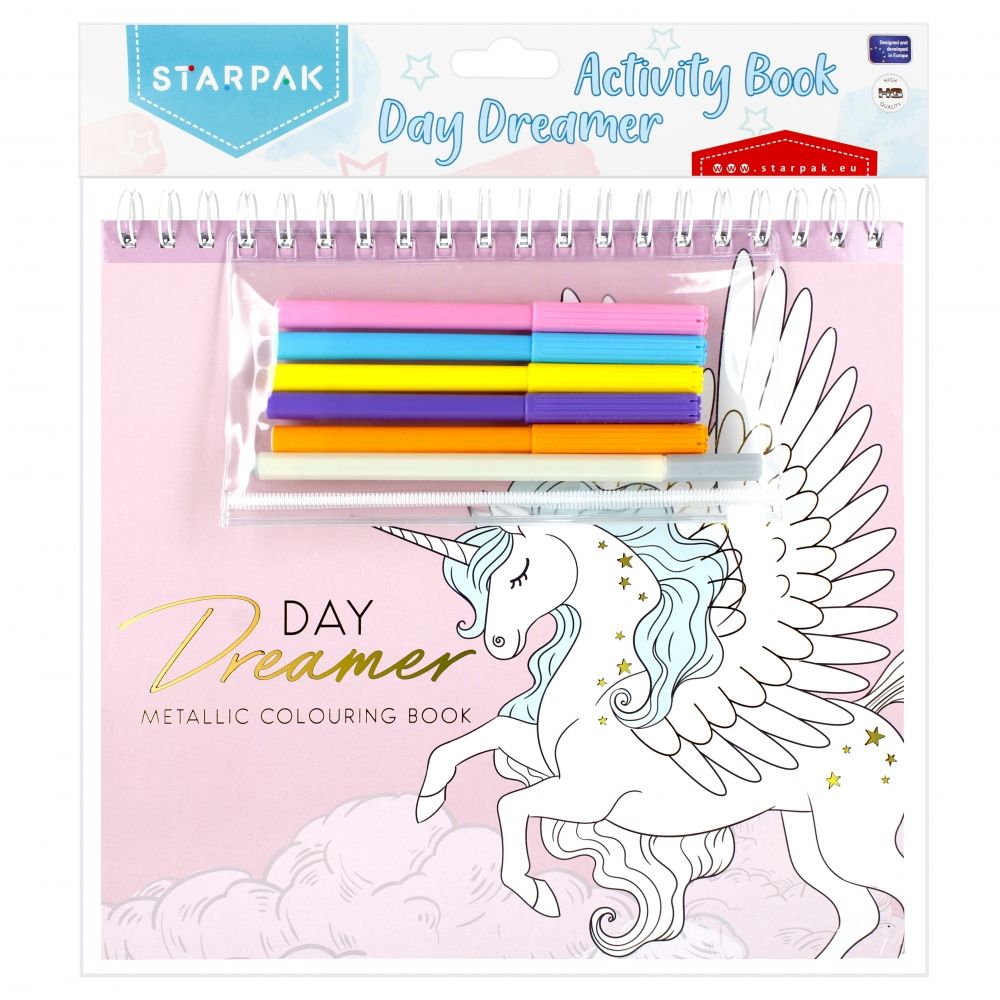 Комплект книжка за оцветяване с флумастери Starpak, Еднорог
