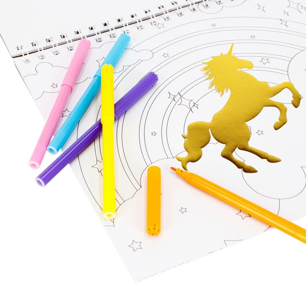 Комплект книжка за оцветяване с флумастери Starpak, Еднорог