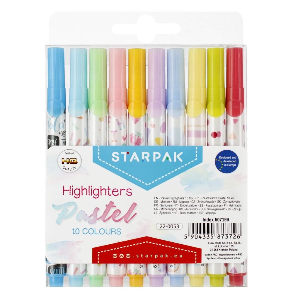 Комплект пастелни флумастери, Starpak, 10 броя