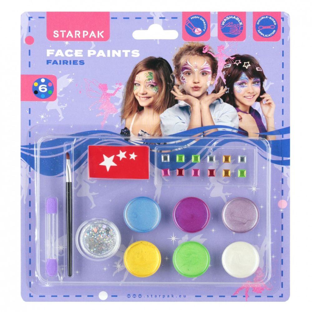Комплект за рисуване на лице с брокат и декоративни камъчета, Starpak, Fairies