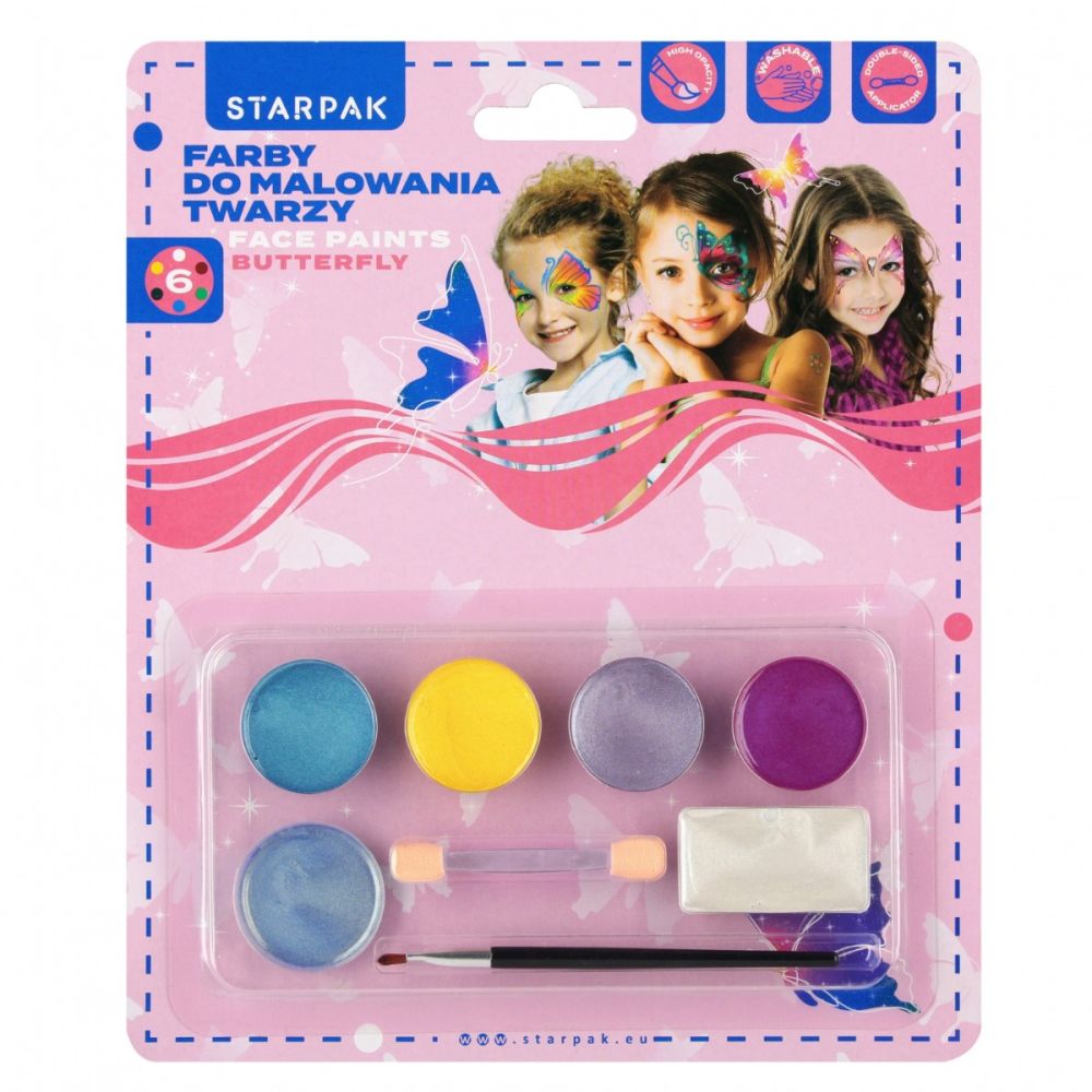 Комплект за рисуване на лице, Starpak, Fluturi, 6 цвята