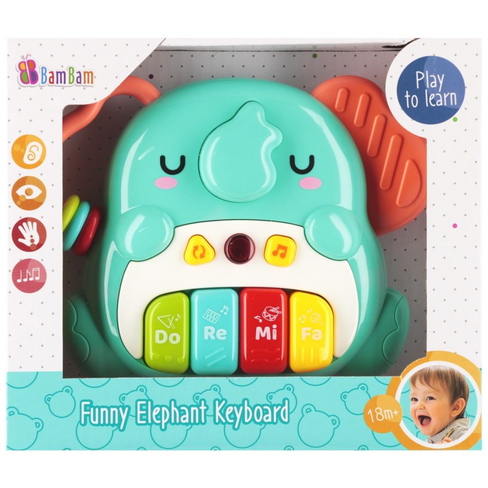 Интерактивна играчка, BamBam, Пиано с 4 клавиша, Слонче
