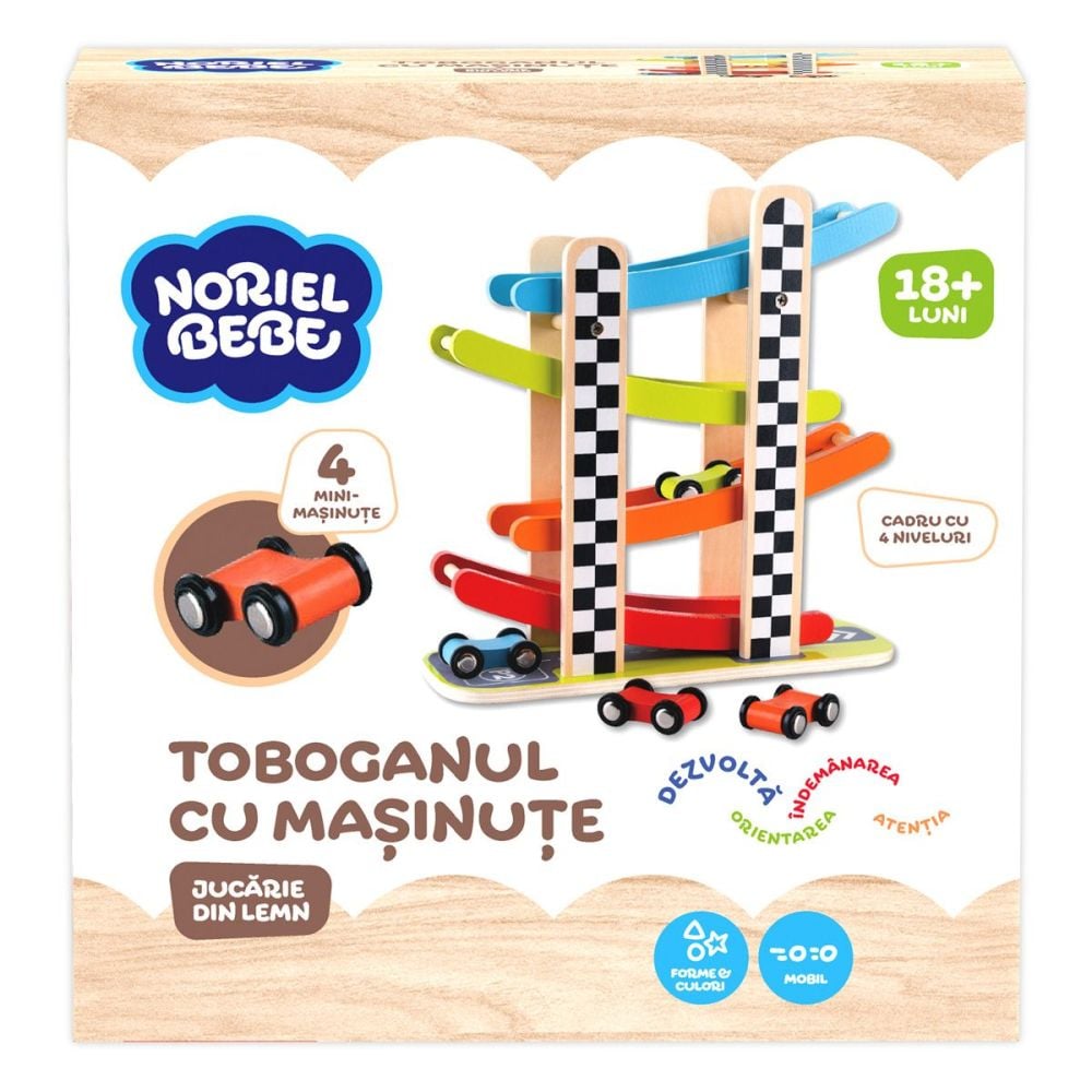 Бебешка играчка Noriel Bebe Wood - Пързалка с колички