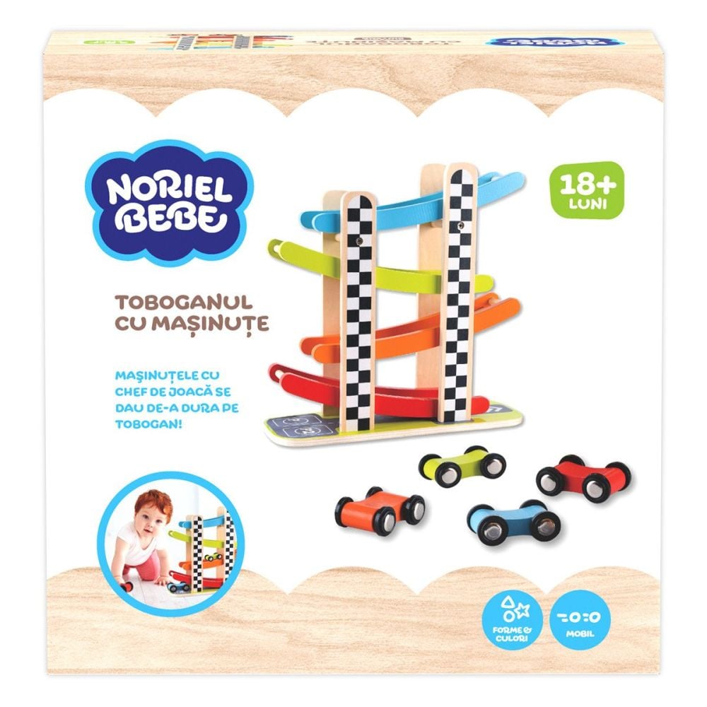 Бебешка играчка Noriel Bebe Wood - Пързалка с колички