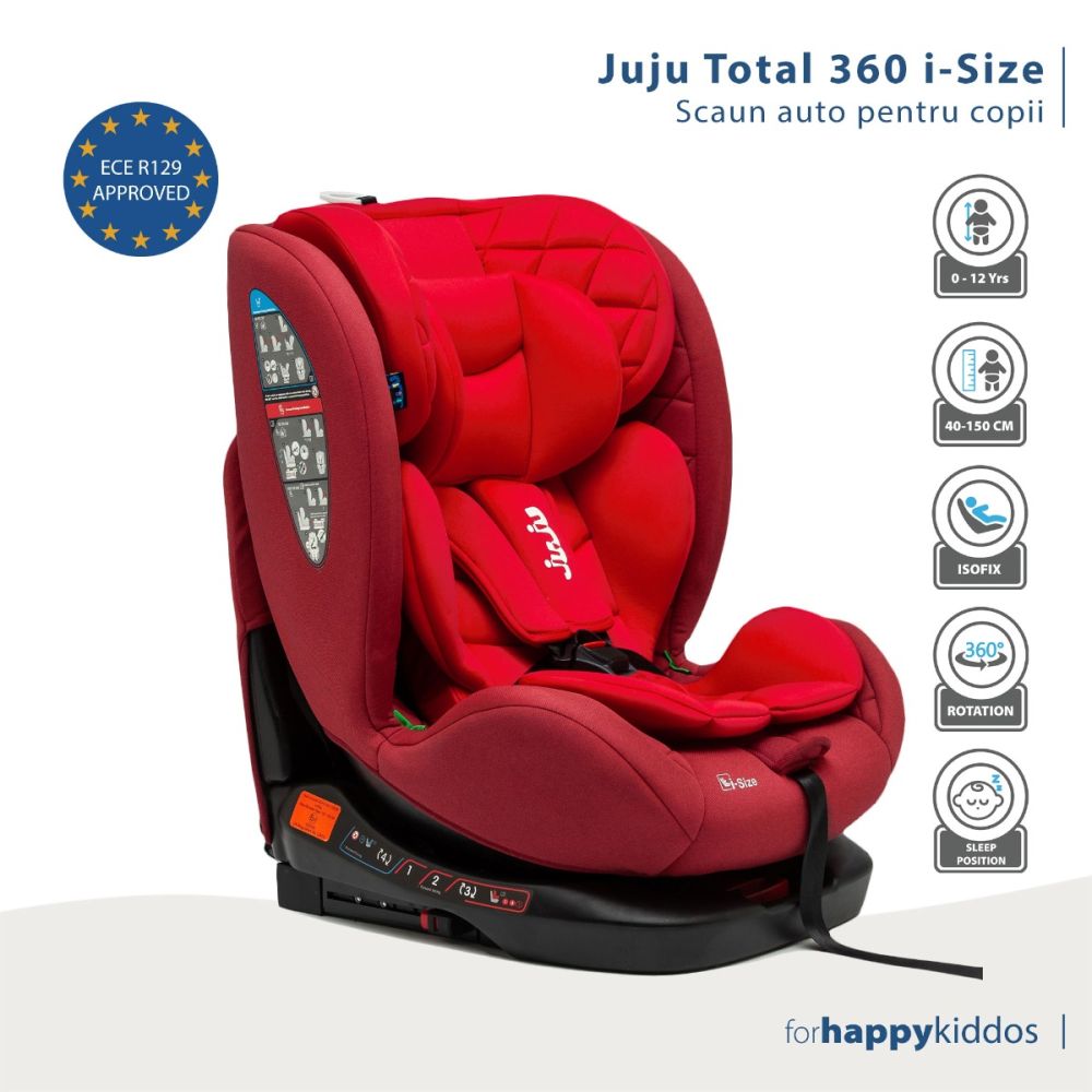 Столче за кола с isofix, Juju, Total 360 I-Size, Червено
