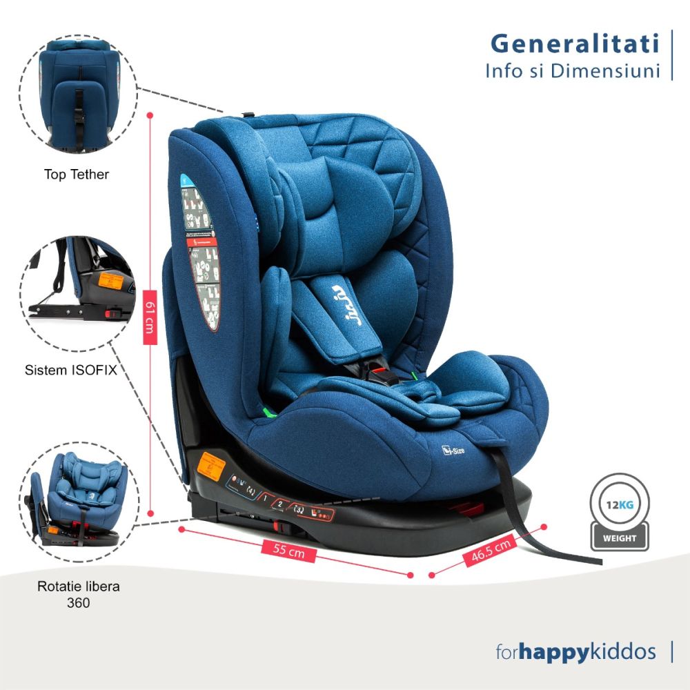 Столче за кола с isofix, Juju, Total 360 I-Size, Синьо