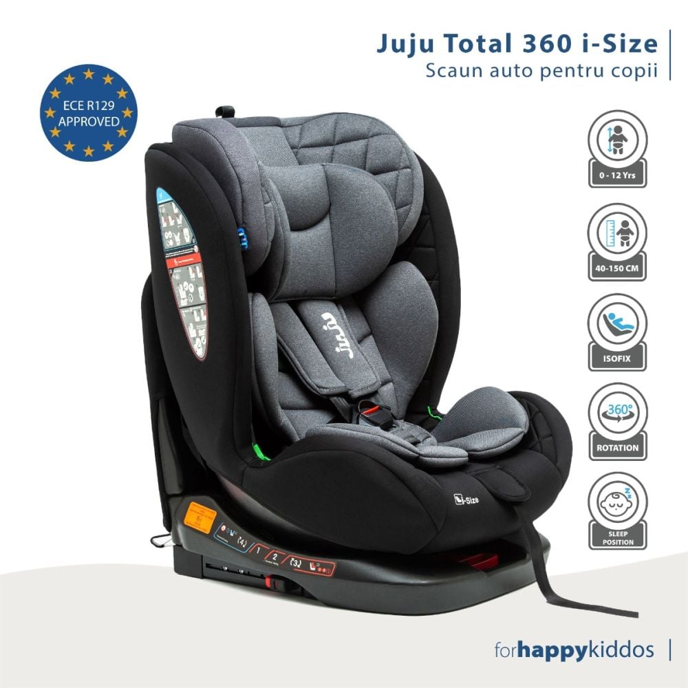 Столче за кола с isofix, Juju, Total 360 I-Size, Черно