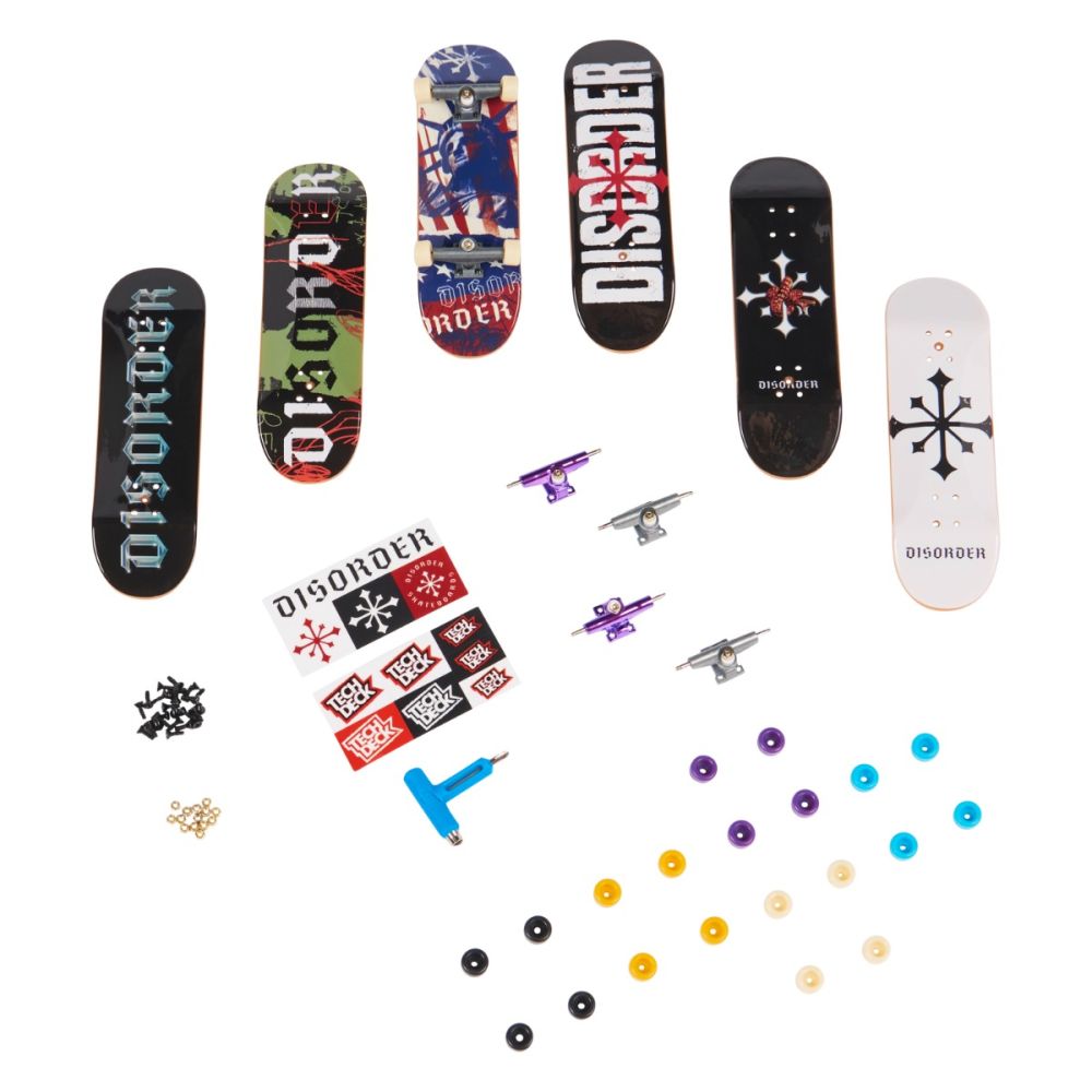Комплект 6 мини скейтборда, Tech Deck, Sk8Shop Bonus Pack, Disorder, 20136710