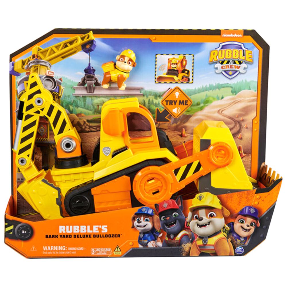 Комплект превозно средство с фигурка, Rubble & Crew, Rubbles Bark Yard Deluxe Bulldozer, 6068074