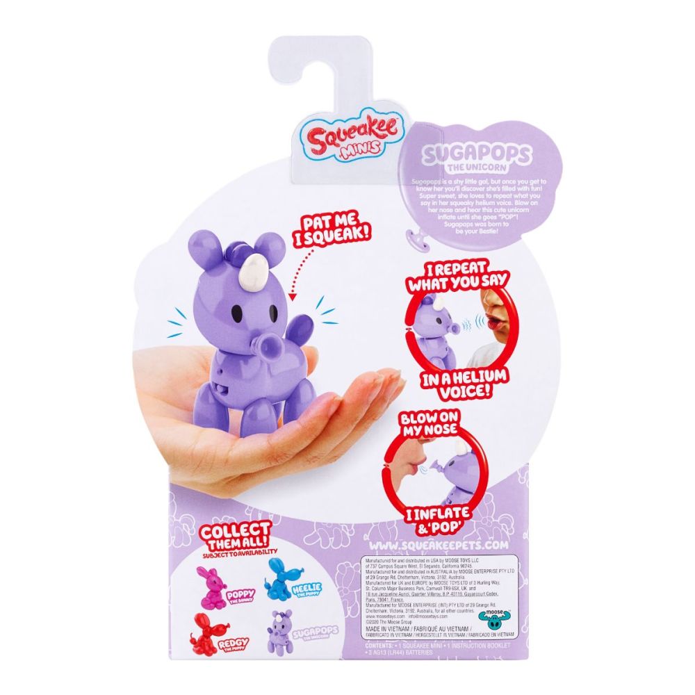 Интерактивна играчка Squeakee Minis, Sugapops Unicorn, 12317