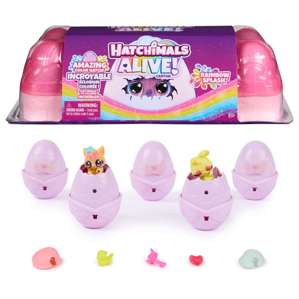 Комплект 5 фигурки изненада в кофраж, Hatchimals, Rainbow Splash, 6069777