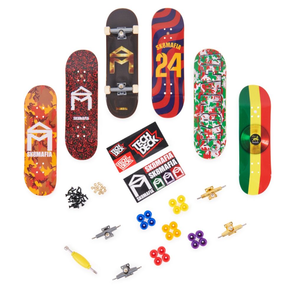 Комплект 6 мини скейтборда, Tech Deck, Bonus Pack, Sk8Mafia, 20140838
