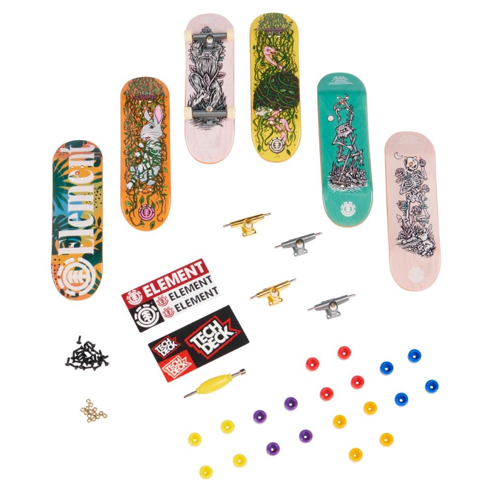 Комплект 6 мини скейтборда, Tech Deck, Bonus Pack, Element, 20136709